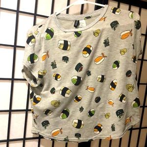A gray sushi cropped top. Size medium